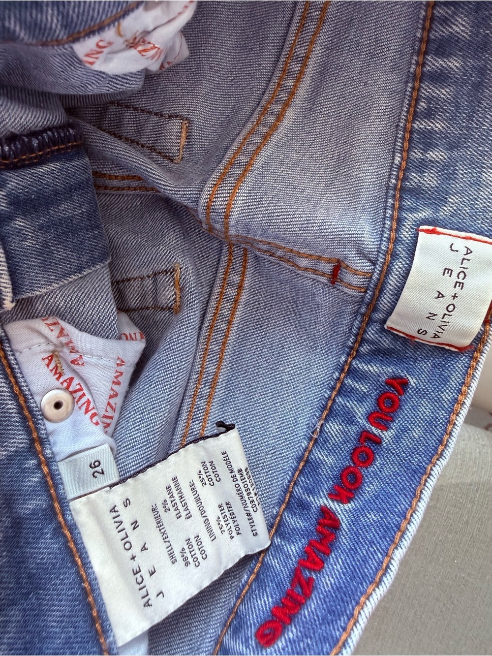 Alice + Olivia Embellished Rhinestone Boyfriend Jeans - Picture 2 of 5